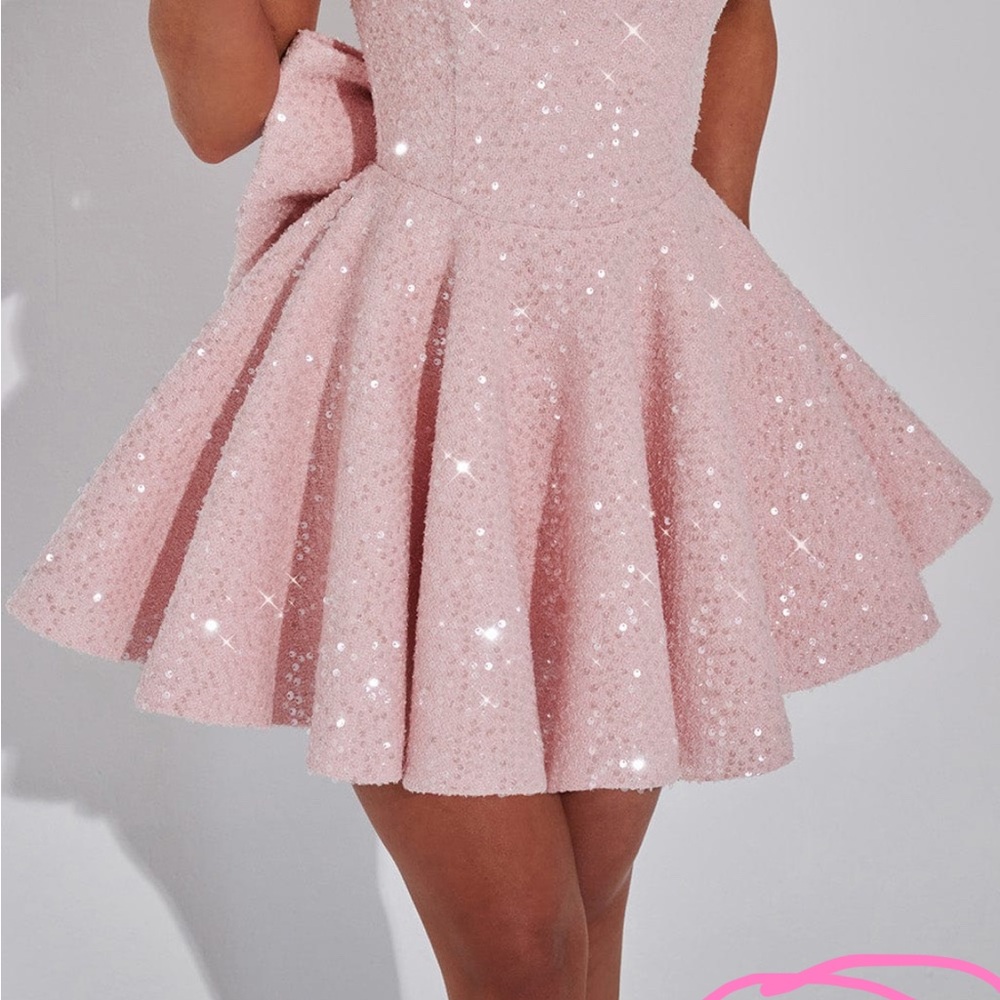 Chic Pink Glitter Mini Dress - Picture 5 of 6